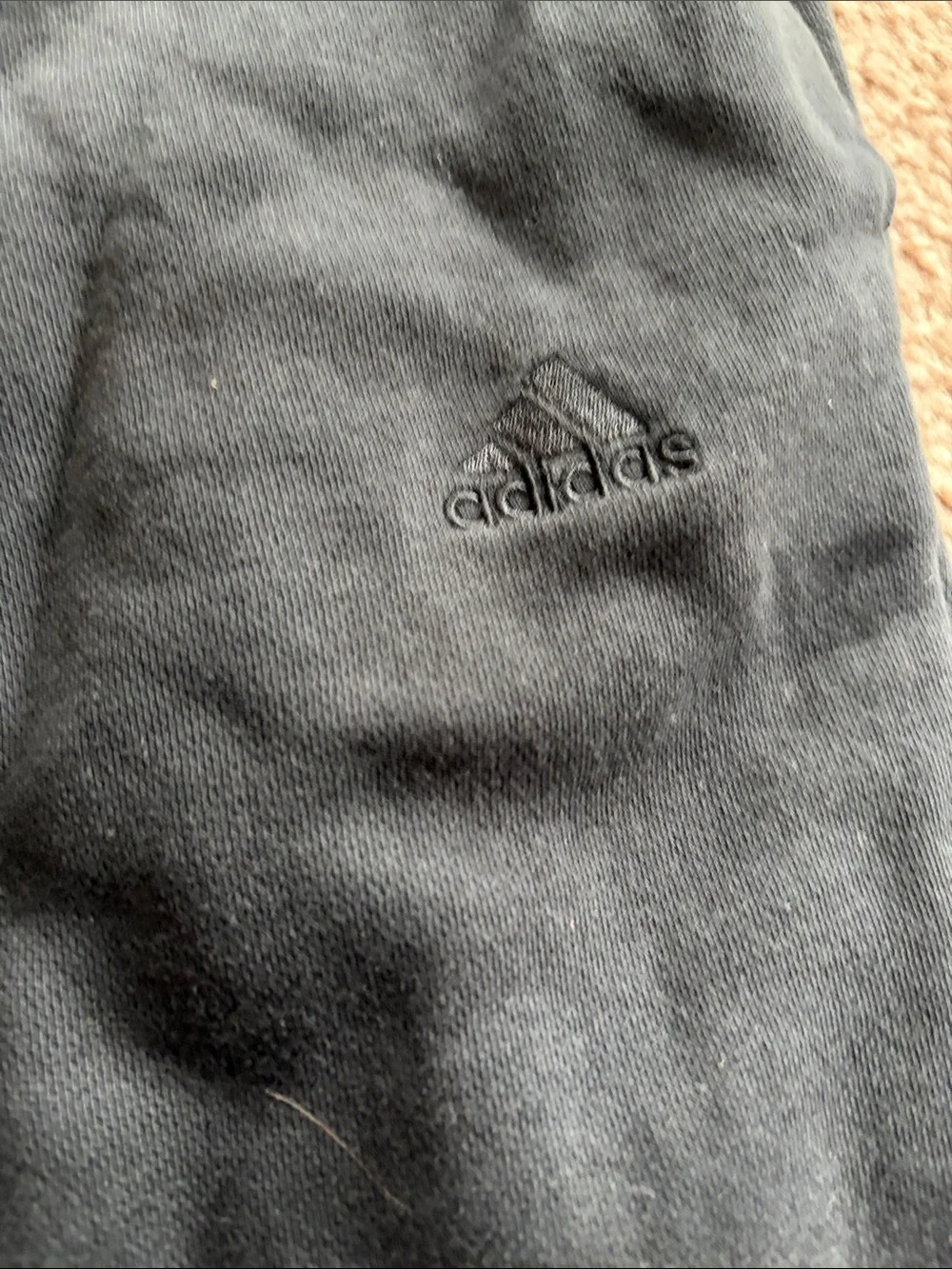 B10 Men’s’ Size Lg Adidas Black Joggers, 2 Holes and Fading